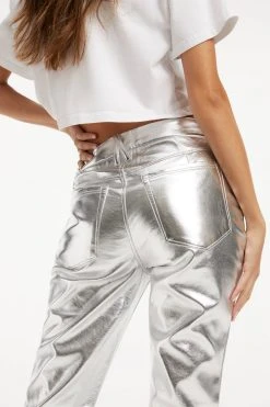 GOOD AMERICAN Pants GOOD ICON METALLIC | SILVER METALLIC005