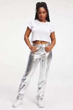 GOOD AMERICAN Pants GOOD ICON METALLIC | SILVER METALLIC005