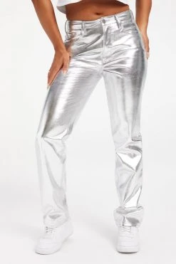 GOOD AMERICAN Pants GOOD ICON METALLIC | SILVER METALLIC005