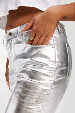 GOOD AMERICAN Pants GOOD ICON METALLIC | SILVER METALLIC005