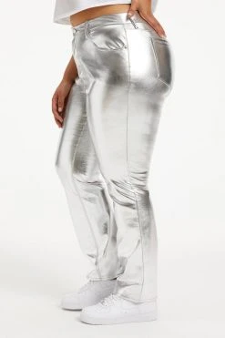 GOOD AMERICAN Pants GOOD ICON METALLIC | SILVER METALLIC005