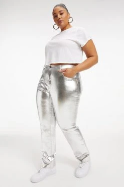 GOOD AMERICAN Pants GOOD ICON METALLIC | SILVER METALLIC005