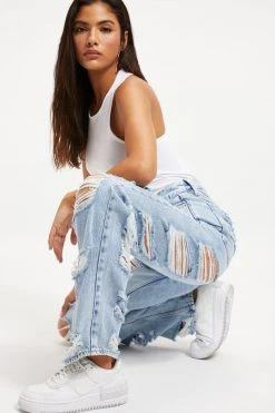 GOOD AMERICAN High Waisted GOOD '90S EXTRA EXTREME RIPS | INDIGO297