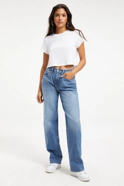 GOOD AMERICAN High Waisted GOOD '90s LOOSE RAW HEM | INDIGO163