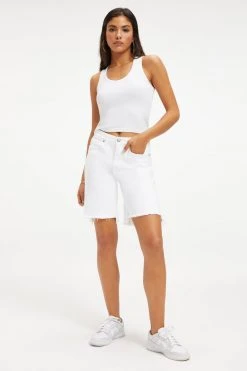 GOOD AMERICAN High Waisted GOOD ICON SHORT | WHITE001