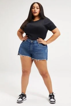 GOOD AMERICAN High Waisted GOOD '90S SHORT | BLUE645