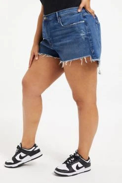 GOOD AMERICAN High Waisted GOOD '90S SHORT | BLUE645
