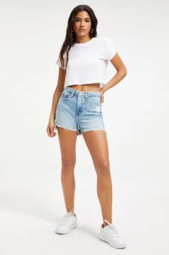 GOOD AMERICAN High Waisted GOOD '90S SHORT | BLUE650