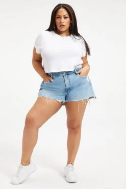 GOOD AMERICAN High Waisted GOOD '90S SHORT | BLUE650