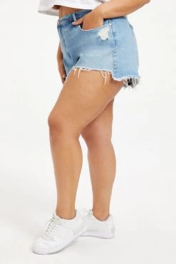 GOOD AMERICAN High Waisted GOOD '90S SHORT | BLUE650