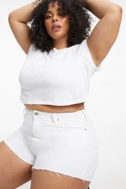 GOOD AMERICAN High Waisted GOOD '90S SHORT | WHITE001