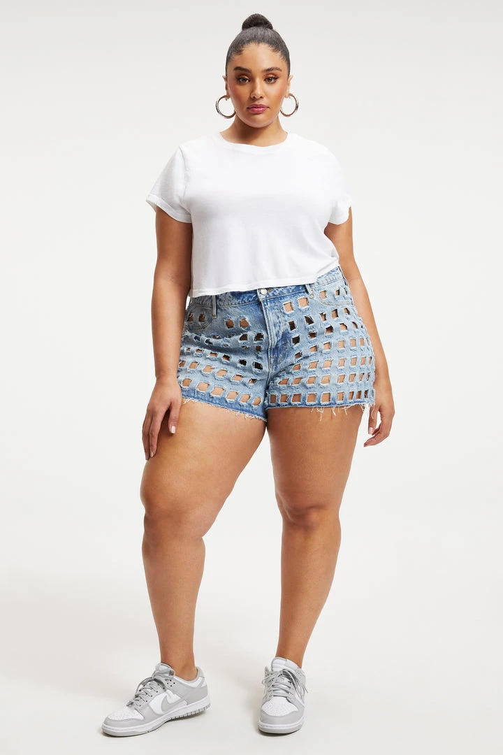 Discount 🥰 GOOD AMERICAN GOOD '90s LASER SHORT | INDIGO174 High Waisted 🥰 8 GOOD AMERICAN GOOD '90s LASER SHORT | INDIGO174 High Waisted