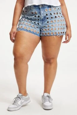 Discount 🥰 GOOD AMERICAN GOOD '90s LASER SHORT | INDIGO174 High Waisted 🥰 21 GOOD AMERICAN GOOD '90s LASER SHORT | INDIGO174 High Waisted