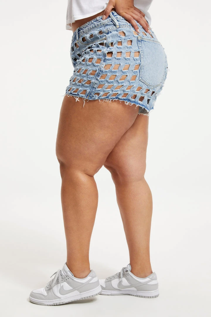 Discount 🥰 GOOD AMERICAN GOOD '90s LASER SHORT | INDIGO174 High Waisted 🥰 10 GOOD AMERICAN GOOD '90s LASER SHORT | INDIGO174 High Waisted