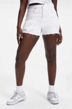 GOOD AMERICAN High Waisted GOOD '90s SHORT | WHITE040