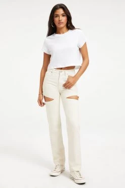 GOOD AMERICAN GOOD ICON CUTOUT | BONE001 High Waisted