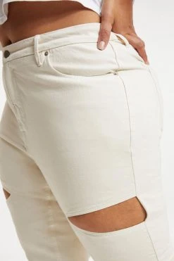 GOOD AMERICAN GOOD ICON CUTOUT | BONE001 High Waisted