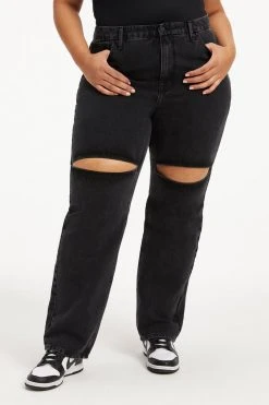 GOOD AMERICAN GOOD '90S W/ THIGH SLITS | BLACK268 High Waisted