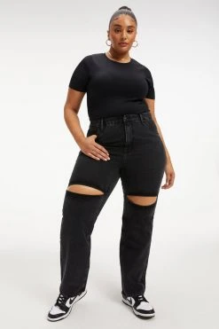 GOOD AMERICAN GOOD '90S W/ THIGH SLITS | BLACK268 High Waisted