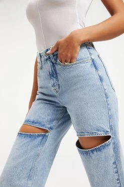 GOOD AMERICAN GOOD '90s THIGH SLITS | BLUE813 High Waisted