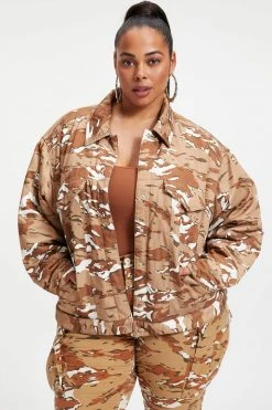 GA-SALE DESERT OVERSIZED JACKET | PECAN CAM0 002 Tops