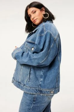 GOOD AMERICAN Jackets GOOD OVERSIZED TRUCKER | BLUE873