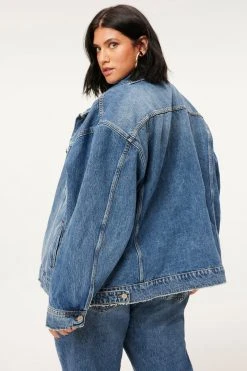 GOOD AMERICAN Jackets GOOD OVERSIZED TRUCKER | BLUE873