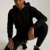 GOOD AMERICAN RUCHED CROP HOODIE | BLACK001