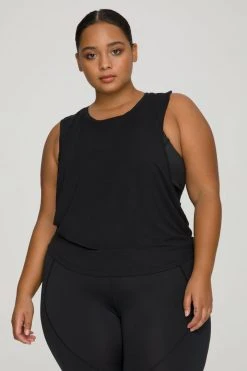 GA-SALE SLINKY HIGH LOW TANK | BLACK001 Active Essentials