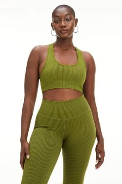 GA-FINAL Terry Essentials SEAMLESS RIB STRAPPY BRA | PESTO001