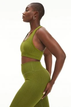 GA-FINAL Terry Essentials SEAMLESS RIB STRAPPY BRA | PESTO001