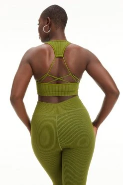 GA-FINAL Terry Essentials SEAMLESS RIB STRAPPY BRA | PESTO001