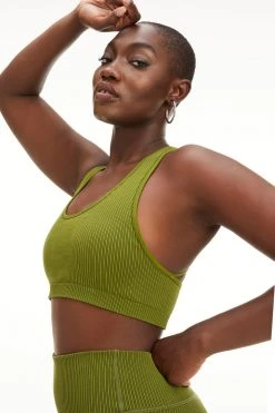 GA-FINAL Terry Essentials SEAMLESS RIB STRAPPY BRA | PESTO001