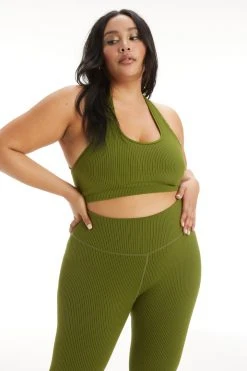 GA-FINAL Terry Essentials SEAMLESS RIB STRAPPY BRA | PESTO001