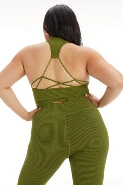 GA-FINAL Terry Essentials SEAMLESS RIB STRAPPY BRA | PESTO001