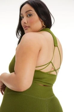 GA-FINAL Terry Essentials SEAMLESS RIB STRAPPY BRA | PESTO001