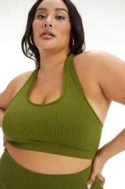 GA-FINAL Terry Essentials SEAMLESS RIB STRAPPY BRA | PESTO001