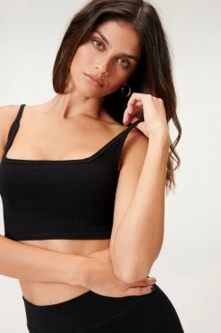 GA-SALE SEAMLESS SQUARE NECK CROP TOP | BLACK001 Terry Essentials