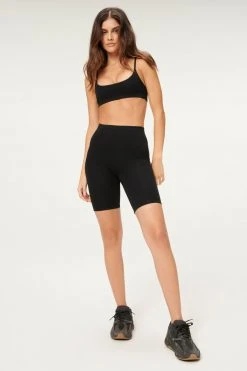 GOOD AMERICAN ESSENTIAL COTTON LOUNGE BRA | BLACK001