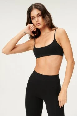 GOOD AMERICAN ESSENTIAL COTTON LOUNGE BRA | BLACK001