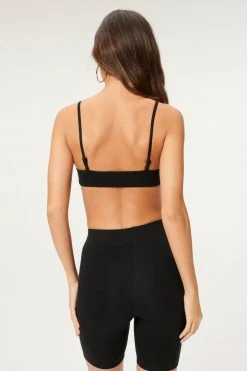 GOOD AMERICAN ESSENTIAL COTTON LOUNGE BRA | BLACK001