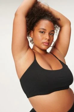 GOOD AMERICAN ESSENTIAL COTTON LOUNGE BRA | BLACK001