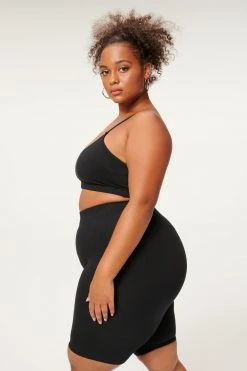 GOOD AMERICAN ESSENTIAL COTTON LOUNGE BRA | BLACK001