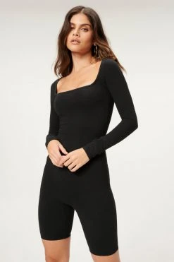 GOOD AMERICAN ESSENTIAL BIKER JUMPSUIT | BLACK001