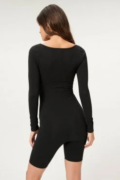 GOOD AMERICAN ESSENTIAL BIKER JUMPSUIT | BLACK001