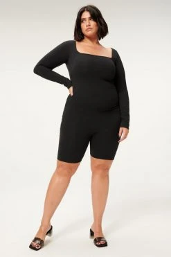 GOOD AMERICAN ESSENTIAL BIKER JUMPSUIT | BLACK001