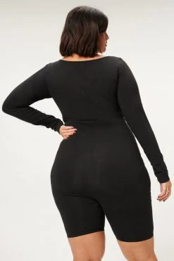 GOOD AMERICAN ESSENTIAL BIKER JUMPSUIT | BLACK001