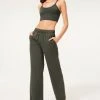 GA-SALE Leggings & Pants SUEDED TRACK WIDE LEG ZIP PANT | INK001