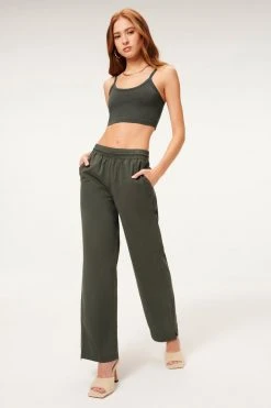GA-SALE Leggings & Pants SUEDED TRACK WIDE LEG ZIP PANT | INK001
