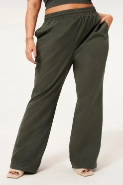 GA-SALE Leggings & Pants SUEDED TRACK WIDE LEG ZIP PANT | INK001